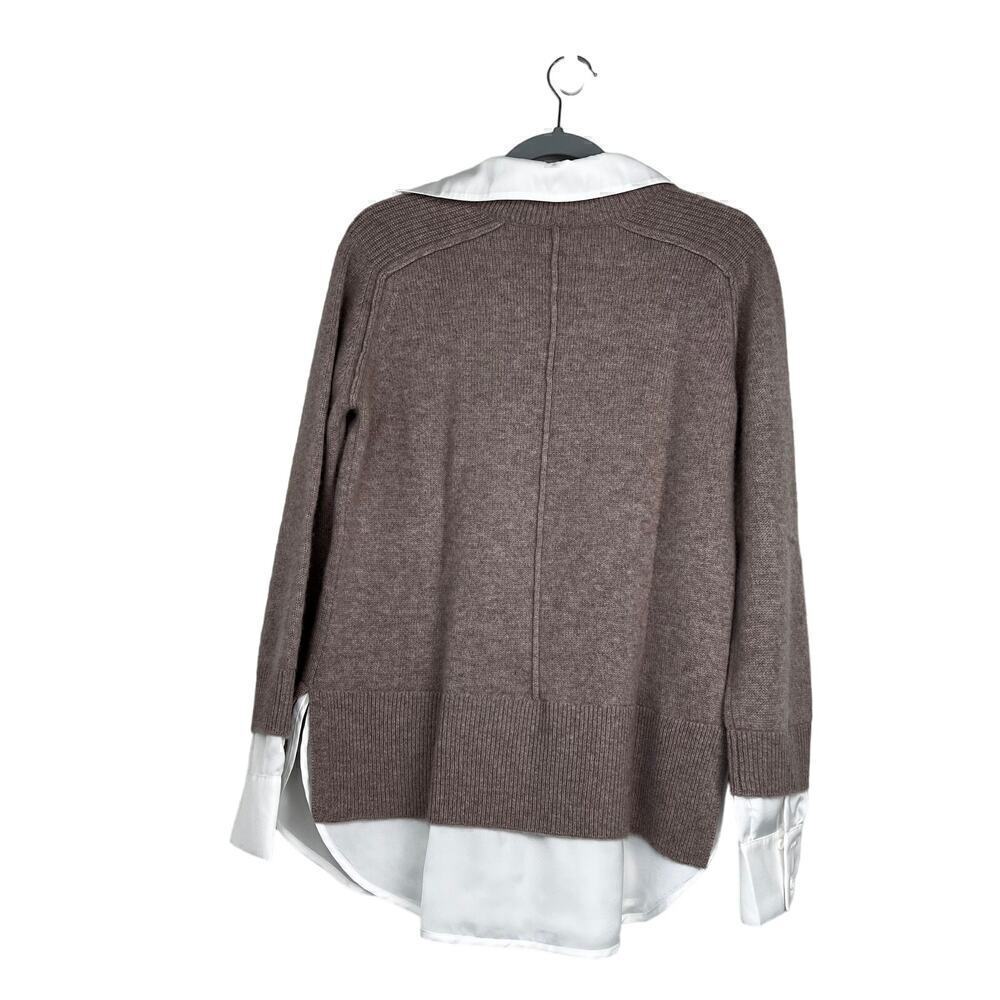 Magaschoni Cashmere sweater Size medium color pebble heather/ivory - Picture 8 of 12